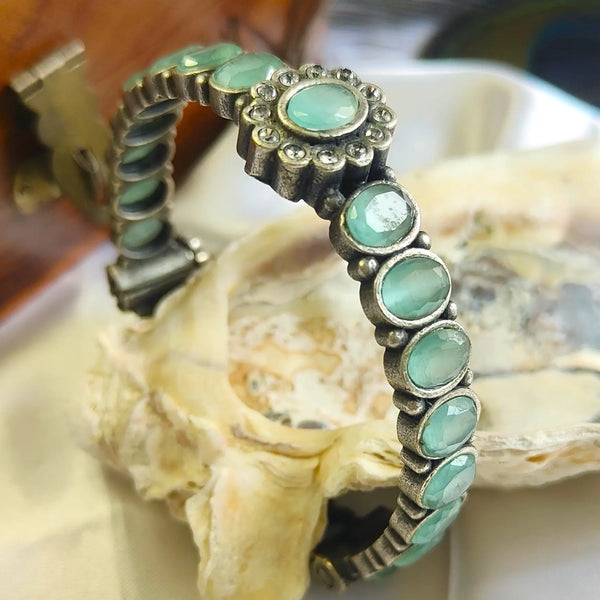 Anjali Mint Green Kada With White Stone