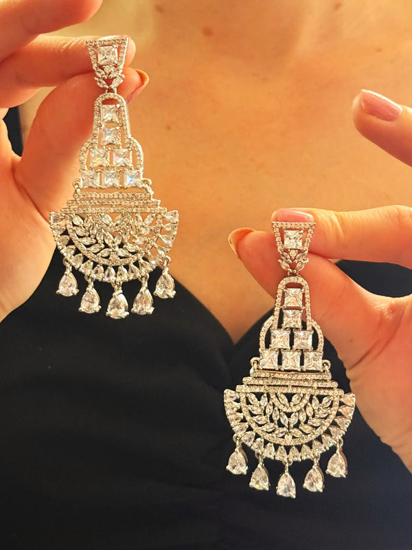Kiara Elegant Geometric AD Drop Earrings