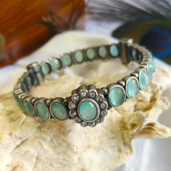 Anjali Mint Green Kada With White Stone