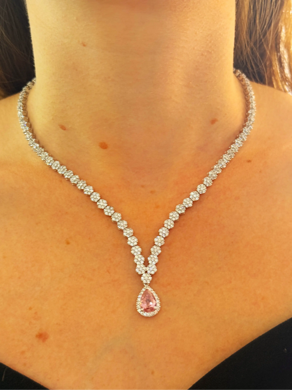 Kavya Premium Pink Color AD Necklace